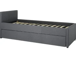 Cama Dupla Em Tecido Cinzento Escuro 80 X 200 Cm Marmande