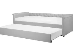 Cama Dupla Em Tecido Cinzento Claro 80 X 200 Cm Libourne