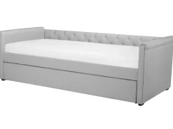 Cama Dupla Em Tecido Cinzento Claro 80 X 200 Cm Libourne