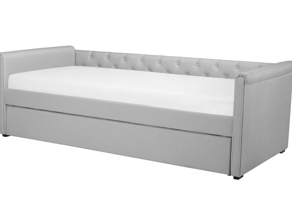 Cama Dupla Em Tecido Cinzento Claro 80 X 200 Cm Libourne