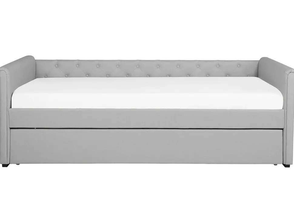 Cama Dupla Em Tecido Cinzento Claro 80 X 200 Cm Libourne