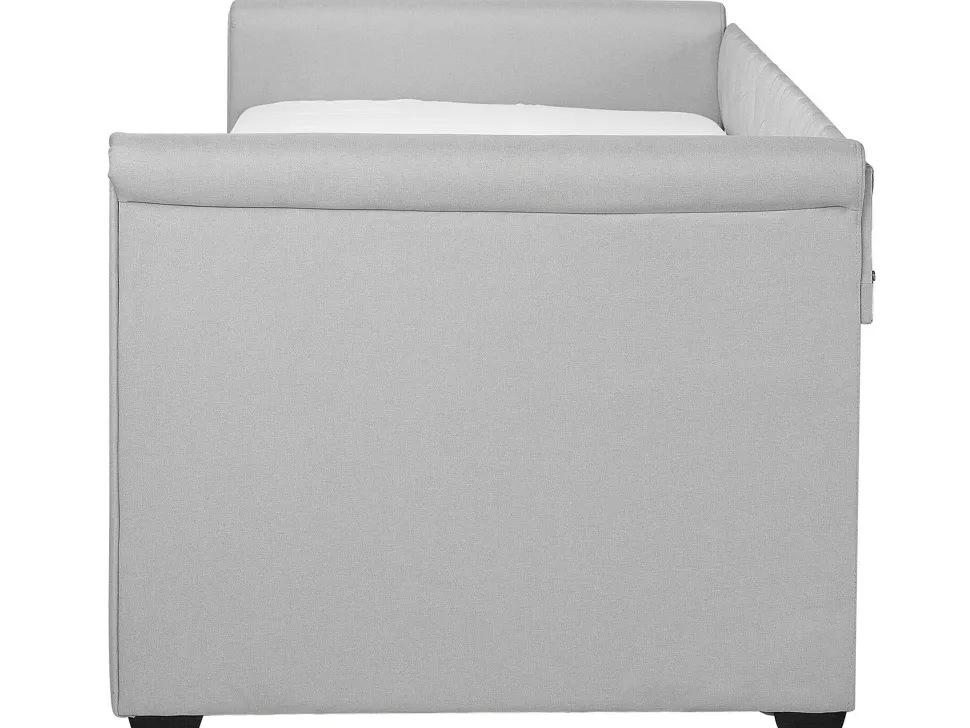 Cama Dupla Em Tecido Cinzento Claro 80 X 200 Cm Libourne