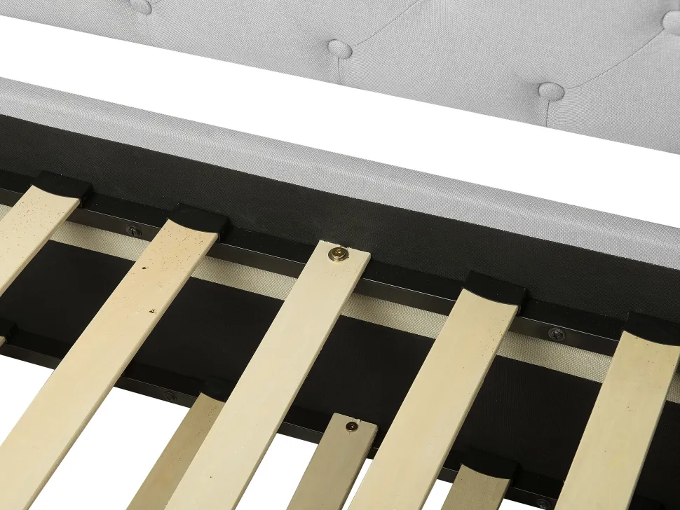 Cama Dupla Em Tecido Cinzento Claro 80 X 200 Cm Libourne