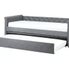Cama Dupla Em Tecido Cinzento Escuro 90 X 200 Cm Libourne