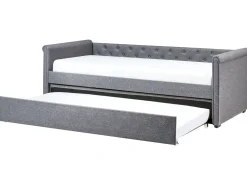 Cama Dupla Em Tecido Cinzento Escuro 90 X 200 Cm Libourne