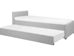 Cama Dupla Em Tecido Cinzento Claro 80 X 200 Cm Marmande