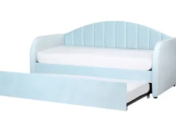 Cama Dupla Em Veludo Azul Claro 90 X 200 Cm Eyburie