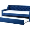 Cama Dupla Em Veludo Azul Marinho 90 X 200 Cm Montargis