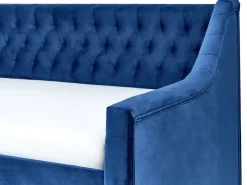 Cama Dupla Em Veludo Azul Marinho 90 X 200 Cm Montargis