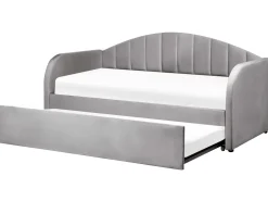 Cama Dupla Em Veludo Cinzento 90 X 200 Cm Eyburie