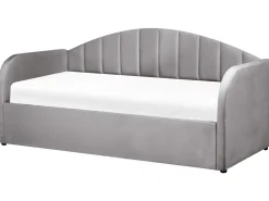 Cama Dupla Em Veludo Cinzento 90 X 200 Cm Eyburie