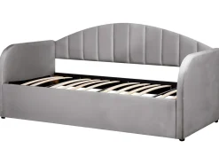 Cama Dupla Em Veludo Cinzento 90 X 200 Cm Eyburie