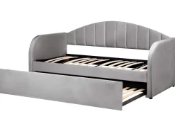 Cama Dupla Em Veludo Cinzento 90 X 200 Cm Eyburie