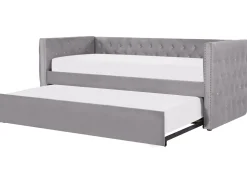 Cama Dupla Em Veludo Cinzento 90 X 200 Cm Gassin