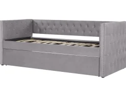 Cama Dupla Em Veludo Cinzento 90 X 200 Cm Gassin