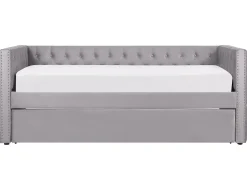 Cama Dupla Em Veludo Cinzento 90 X 200 Cm Gassin