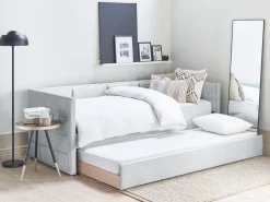 Cama Dupla Em Veludo Cinzento Claro 90 X 200 Cm Chavonne