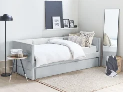 Cama Dupla Em Veludo Cinzento Claro 90 X 200 Cm Chavonne