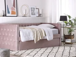 Cama Dupla Em Veludo Rosa 90 X 200 Cm Gassin