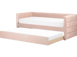 Cama Dupla Em Veludo Rosa Pastel 90 X 200 Cm Chavonne