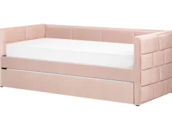 Cama Dupla Em Veludo Rosa Pastel 90 X 200 Cm Chavonne