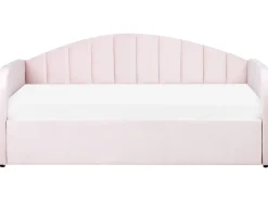 Cama Dupla Em Veludo Rosa Pastel 90 X 200 Cm Eyburie
