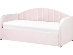 Cama Dupla Em Veludo Rosa Pastel 90 X 200 Cm Eyburie