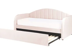 Cama Dupla Em Veludo Rosa Pastel 90 X 200 Cm Eyburie