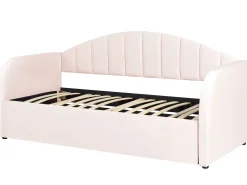 Cama Dupla Em Veludo Rosa Pastel 90 X 200 Cm Eyburie