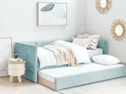 Cama Dupla Em Veludo Verde Menta 90 X 200 Cm Chavonne