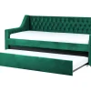 Cama Dupla Em Veludo Verde Esmeralda 90 X 200 Cm Montargis