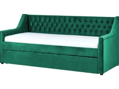 Cama Dupla Em Veludo Verde Esmeralda 90 X 200 Cm Montargis