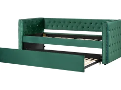 Cama Dupla Em Veludo Verde Esmeralda 90 X 200 Cm Gassin