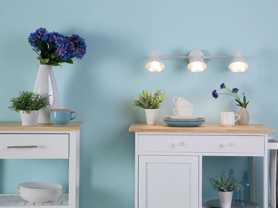 Candeeiro 3 Luzes De Parede Ou Teto Em Metal Branco E Prateado Mersey Ill