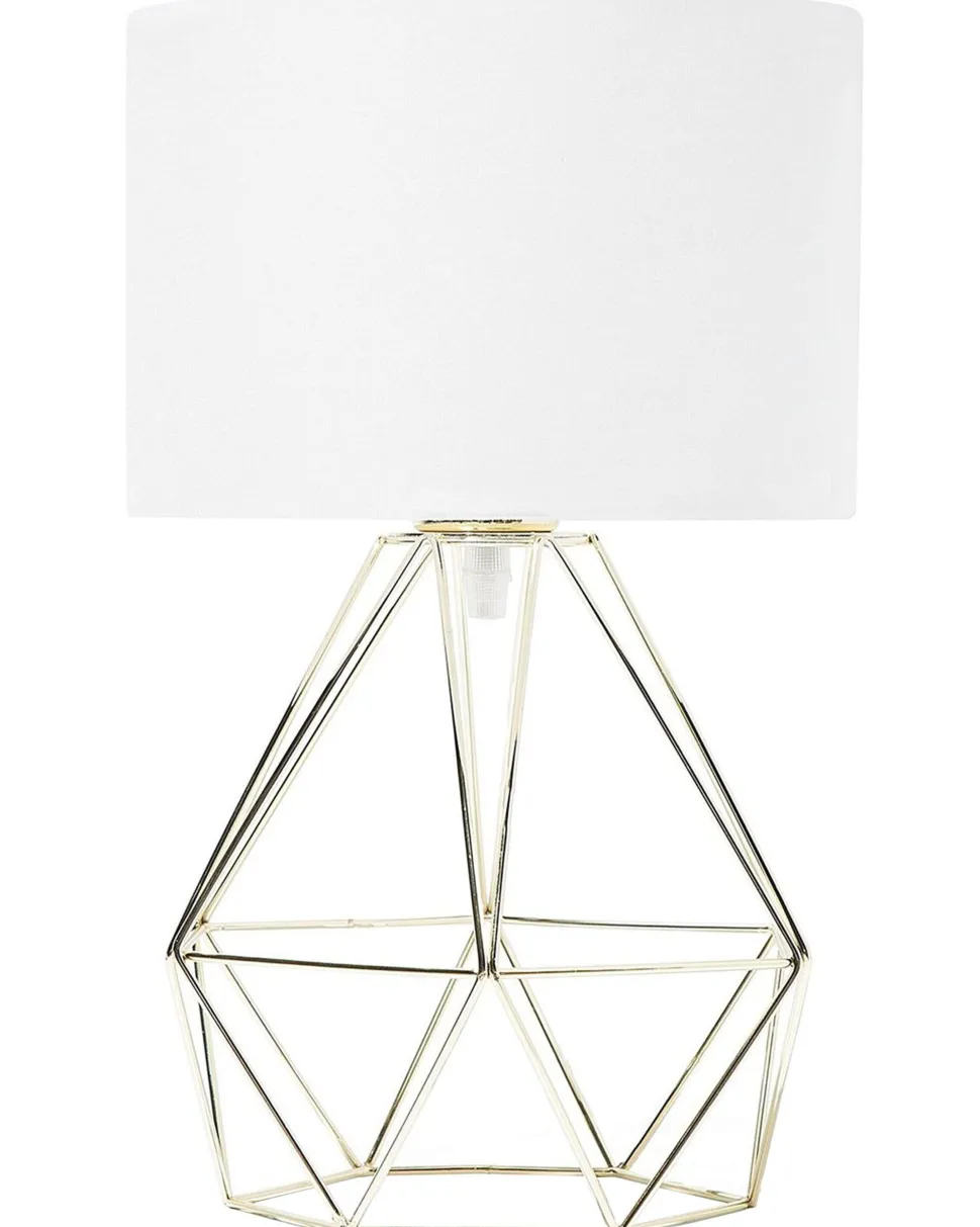 Candeeiro De Mesa 35 Cm Branco E Dourado Maroni