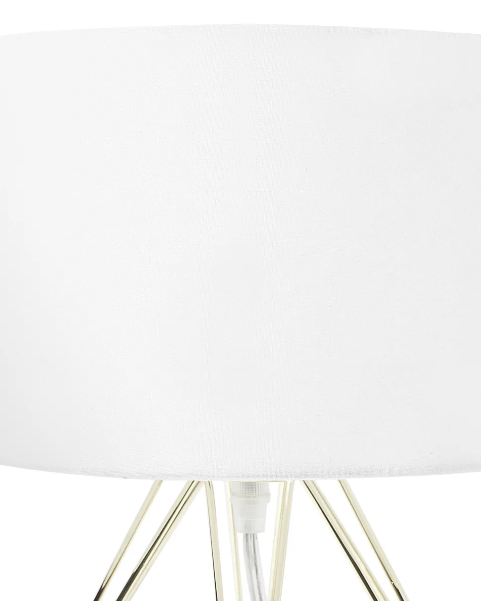 Candeeiro De Mesa 35 Cm Branco E Dourado Maroni