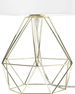 Candeeiro De Mesa 35 Cm Branco E Dourado Maroni