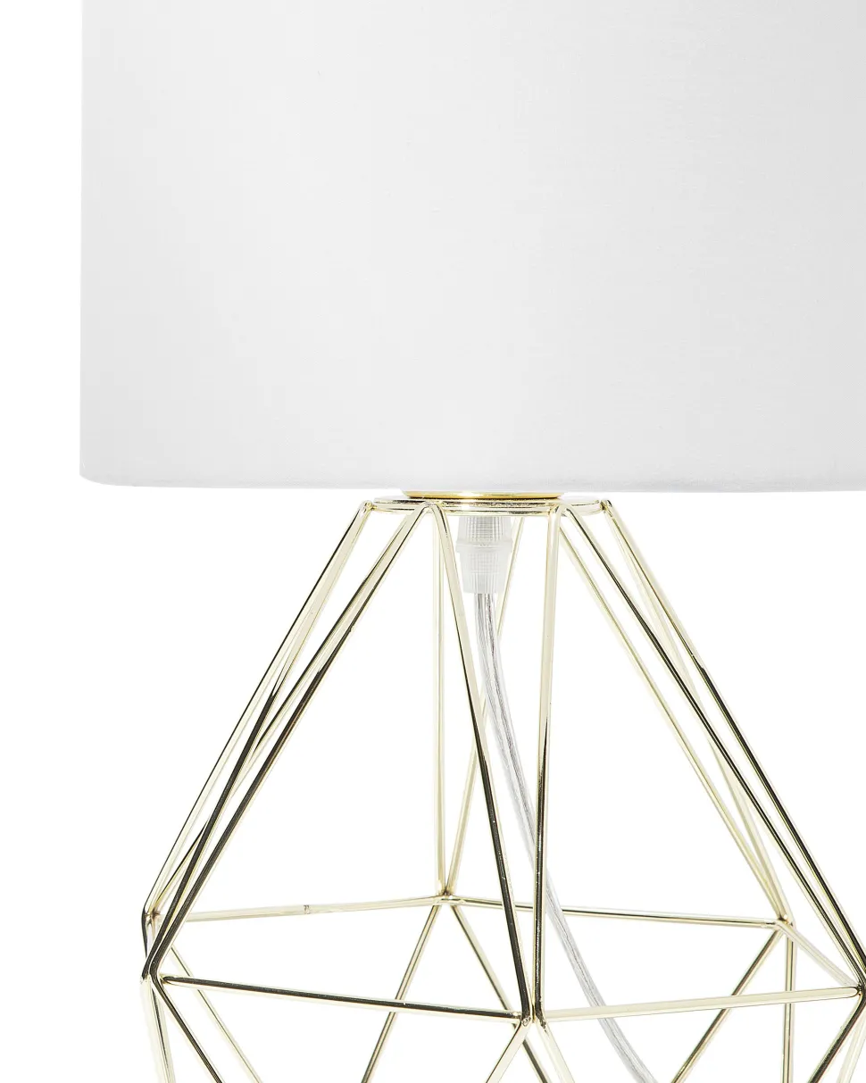 Candeeiro De Mesa 35 Cm Branco E Dourado Maroni