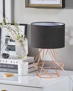 Candeeiro De Mesa 35 Cm Preto E Cor De Cobre Maroni