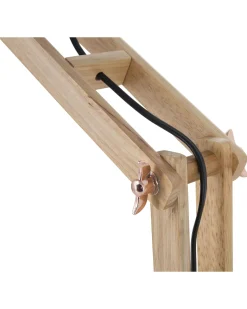 Candeeiro De Mesa Articulado Em Metal Cor De Cobre E Madeira Salado