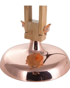 Candeeiro De Mesa Articulado Em Metal Cor De Cobre E Madeira Salado