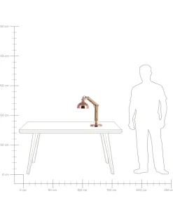Candeeiro De Mesa Articulado Em Metal Cor De Cobre E Madeira Salado