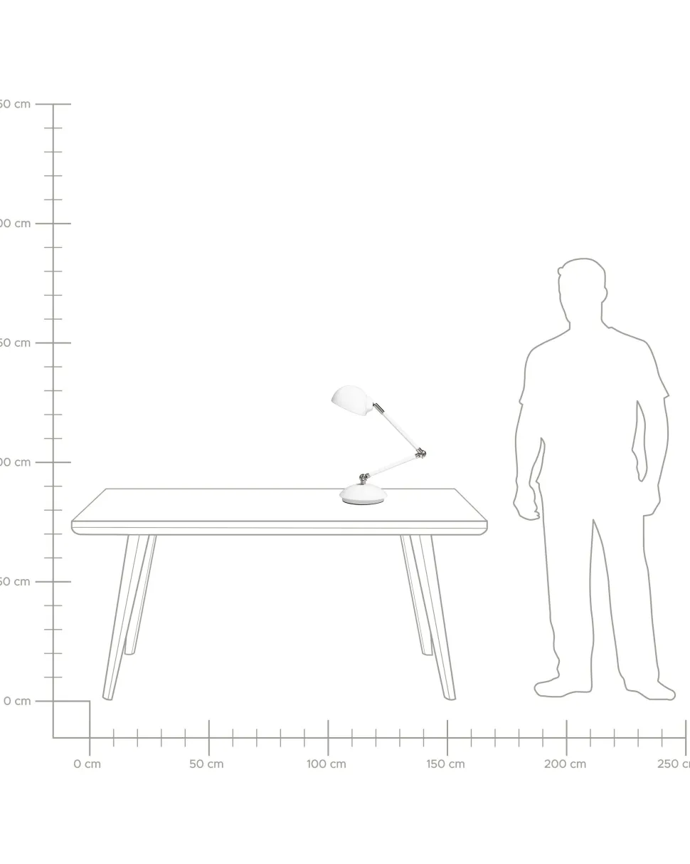 Candeeiro De Mesa Articulavel Em Metal Branco 60 Cm Helmand