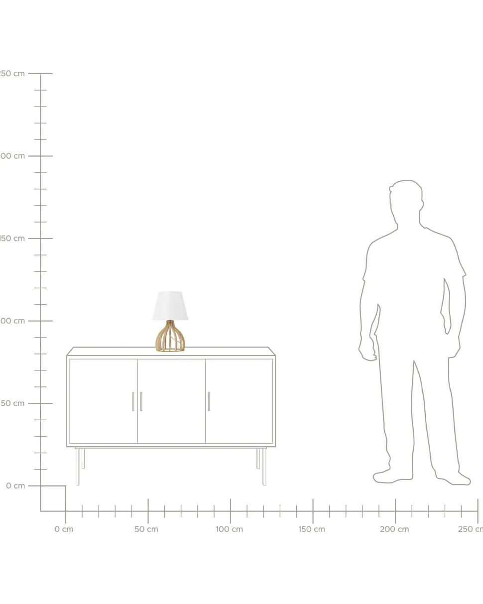 Candeeiro De Mesa Branco Em Madeira Agueda