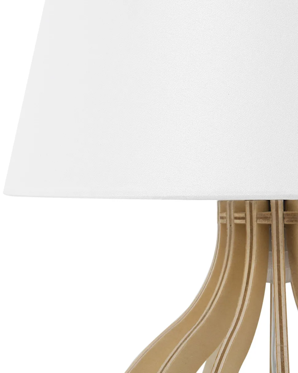 Candeeiro De Mesa Branco Em Madeira Agueda