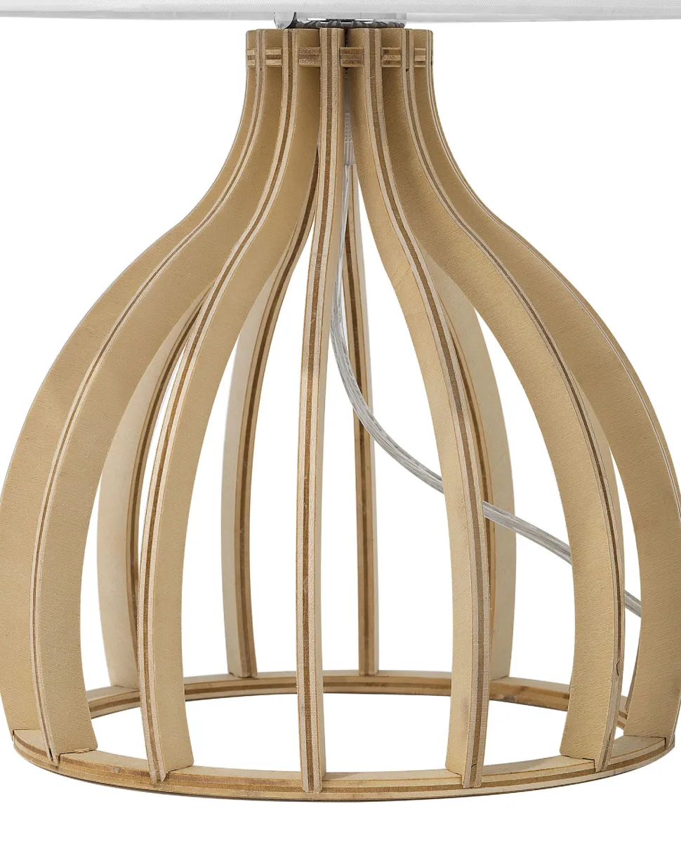 Candeeiro De Mesa Branco Em Madeira Agueda