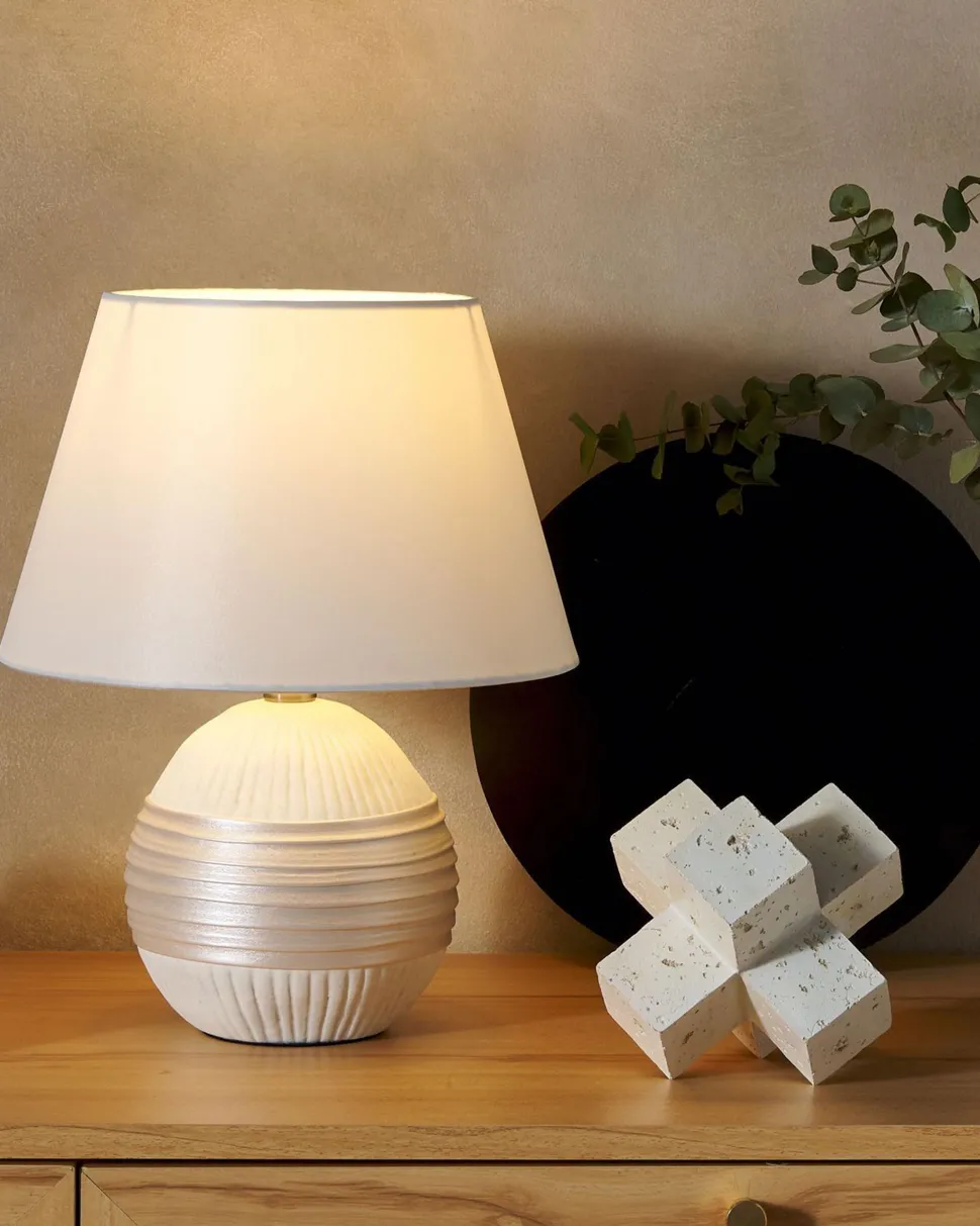 Candeeiro De Mesa Branco Creme Sado