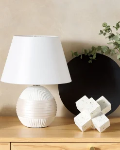 Candeeiro De Mesa Branco Creme Sado