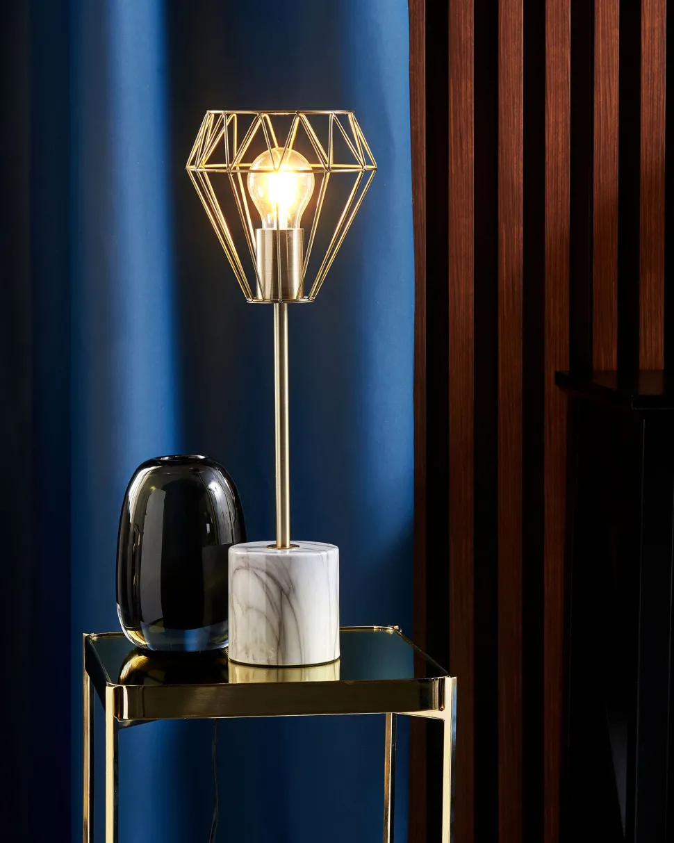 Candeeiro De Mesa Branco E Cor De Bronze 53 Cm Mooni Grande