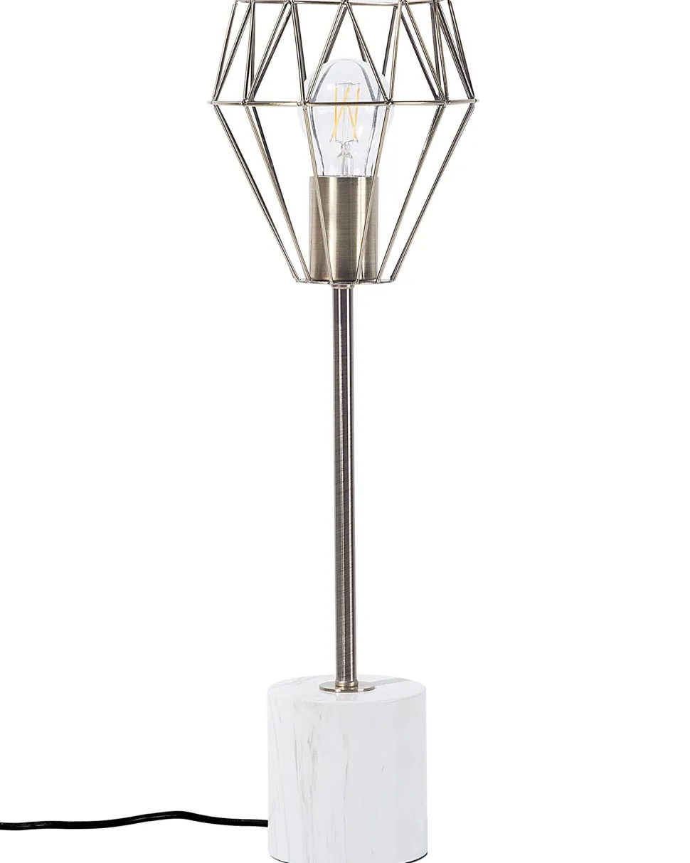 Candeeiro De Mesa Branco E Cor De Bronze 53 Cm Mooni Grande